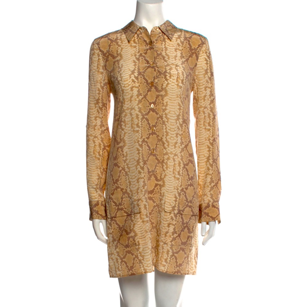 EQUIPMENT 100% SILK SHIRT DRESS REPTILE ANIMAL PRINT LONG SLEEVE POCKETS SMALL